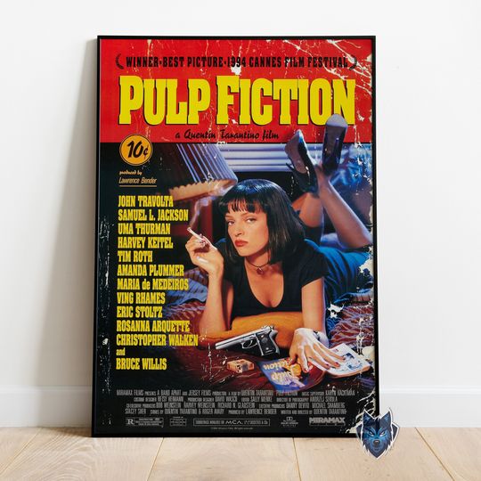 Discover Pulp Fiction Poster, Mia Wallace Wall Art, Rolled Canvas Print, Movie Poster Gift