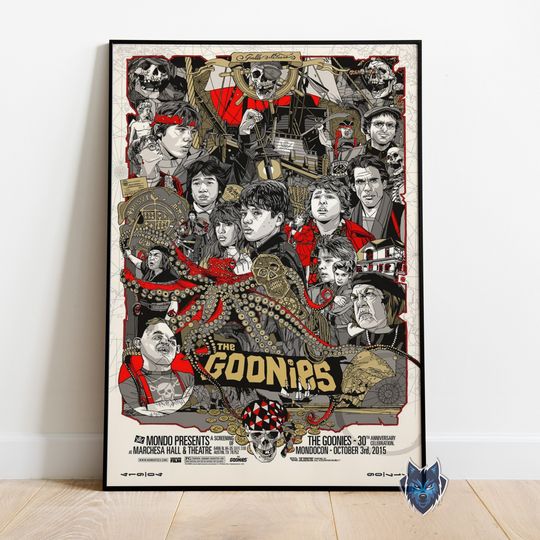 Discover The Goonies Poster, Sean Astin Wall Art, Rolled Canvas Print, Movie Poster Gift