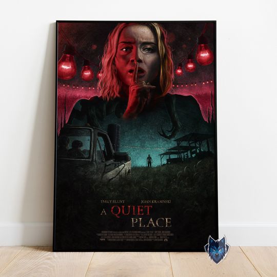 Discover A Quiet Place Poster, Emily Blunt Wall Art, Rolled Canvas Print, Movie Poster Gift