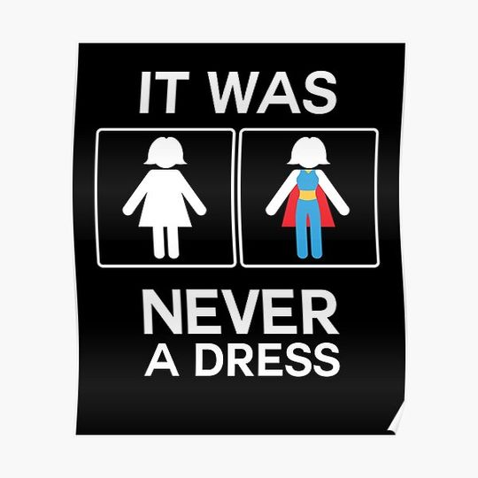 Discover It Was Never A Dress Toilet Women's Sign Superhero Premium Matte Vertical Poster