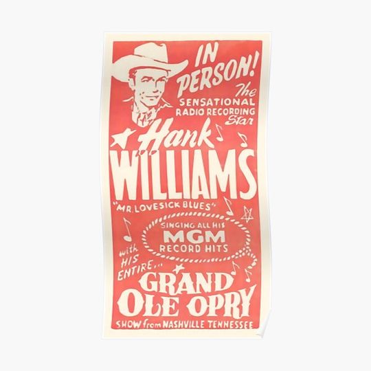 Discover Hank Williams Vintage Grand Ole Opry - Premium Matte Vertical Poster