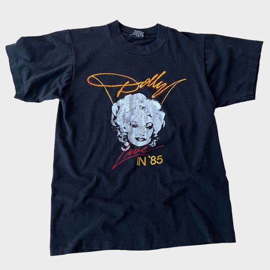 Discover 1985 Dolly Parton Vintage Country Music Band Tour Tee Shirt 80s 1980s
