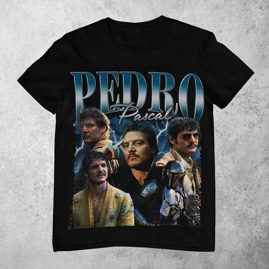 Discover Pedro Pascal T-shirt- 90s Inspired Shirt, Bootleg Actor Shirt Fan Movie Lover Shirt, Pedro Pascal Tour 2023