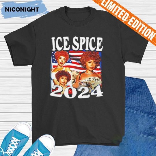 Discover Ice Spice 2024 America Shirt, Ice Spice Rapper Shirt, Munch Bikini Bottom Shirt