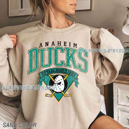 Discover Anaheim Ducks Sweatshirt Crewneck | Vintage Ducks Sweatshirt Anaheim Hockey