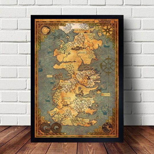 Discover Game of Thrones Viewers Guide Map Poster Hanging Home Decor