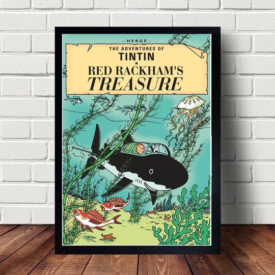 Discover The Adventures of Tintin and Dog Red Rackhams Poster Hanging Home Decor