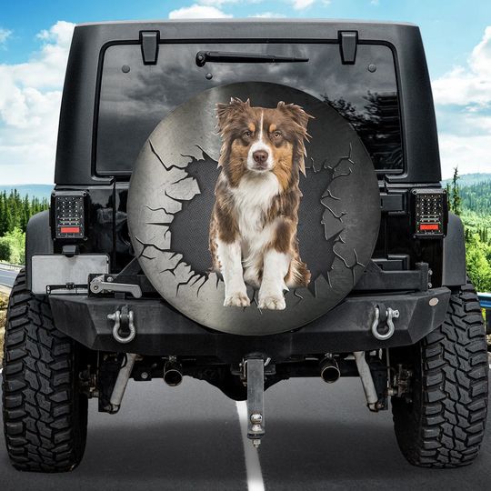 Discover Funny Brown Australian Shepherd Dog Tire Cover