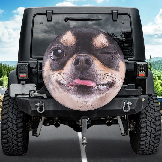 Discover Cute Winking Chihuahua Spare Tire Cover
