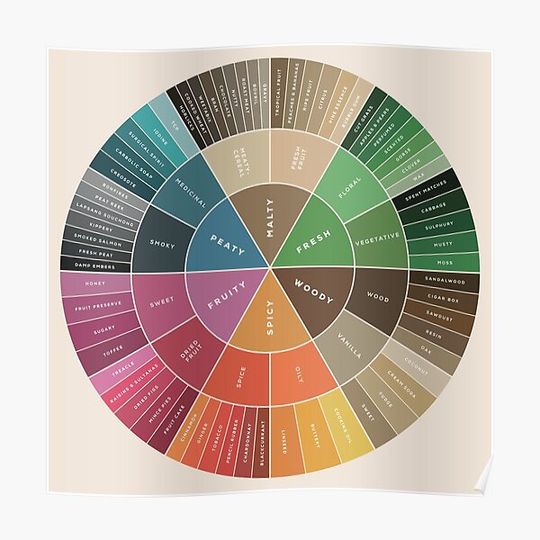Discover The Whisky Flavour Wheel Premium Matte Vertical Poster