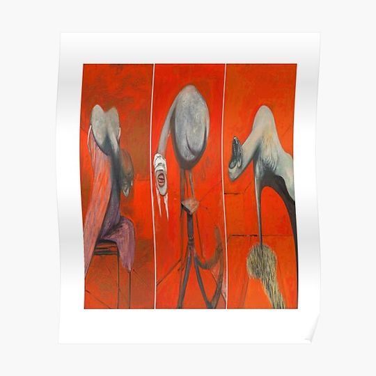 Discover Francis Bacon Three Studies for Figures at the Base of a Crucifixion 1944 Premium Matte Vertical Poster