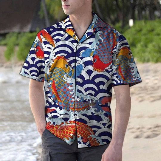 Discover Amazing Koi Fish 3D All Over Printed Hawaiian Shirt, Beach Party Matching Shirt