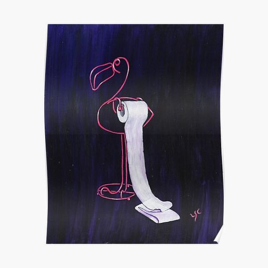 Discover Pink Flamingo Toilet Paper Holder Premium Matte Vertical Poster