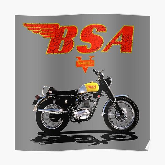 Discover Vintage BSA Victor 441 Motorcycles Design by MotorManiac Premium Matte Vertical Poster