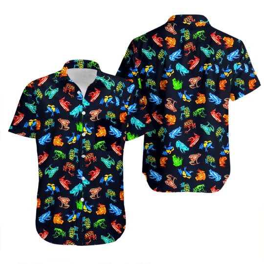 Discover Frogs on Black Hawaiian Shirt