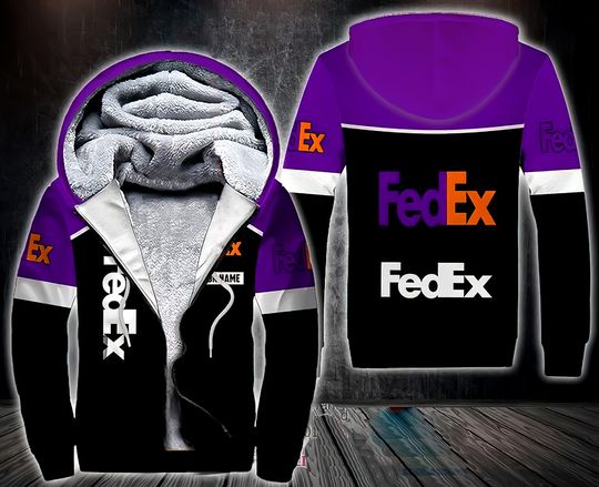 Discover Fedex ground purple Custom name Fleece Zip Hoodie for Delivery Driver