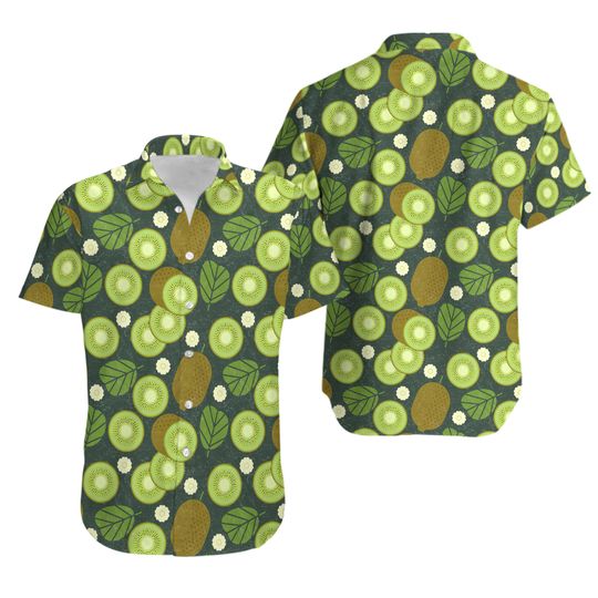 Discover Tropical Kiwi Hawaiian Shirt, Fruit All Over Print Aloha Beach Shirt, Men_s Hawaiian Shirt