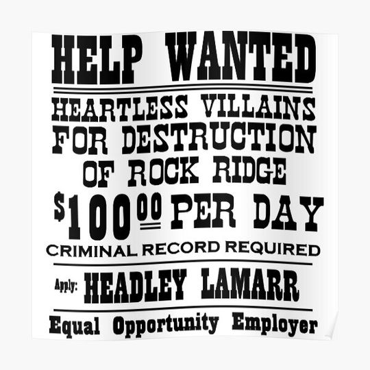 Discover Blazing Saddles Wanted Poster Premium Matte Vertical Poster