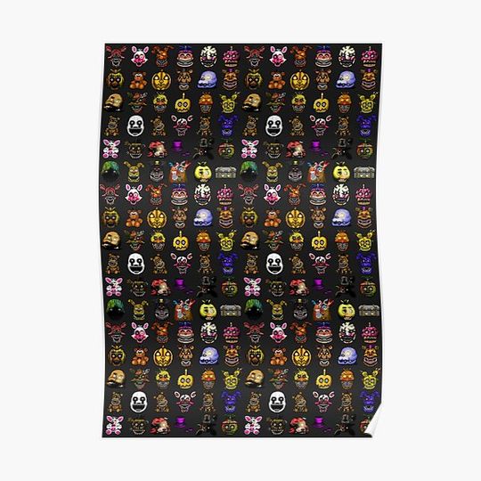 Discover Five Nights at Freddy's - Pixel art - Multiple Characters New Set Premium Matte Vertical Poster