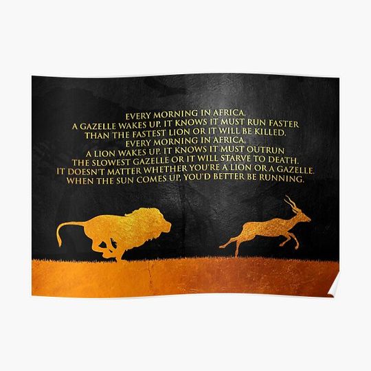 Discover Lion and Gazelle Motivational Wall Art Premium Matte Vertical Poster
