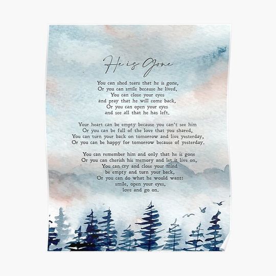 Discover He is Gone David Harkins Poem Illustrated Funeral Premium Matte Vertical Poster