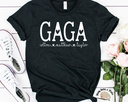 Discover Custom Gaga Shirt with Grandkid's Names, Unique Gift