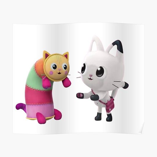 Discover Gabby's Dollhouse Pandy Paws  with Pillow Cat Premium Matte Vertical Poster