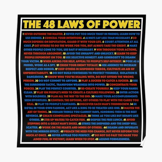 Discover The 48 Laws Of Power Poster Self Help Premium Matte Vertical Poster