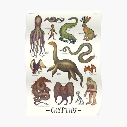 Discover Cryptids, Cryptozoology species Premium Matte Vertical Poster