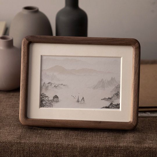 Discover Dark Walnut Wood Table Top Photo Frame - Rustic Decor