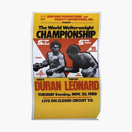 Discover Roberto Duran vs Sugar Ray Leonard Fight Wallpaper Premium Matte Vertical Poster