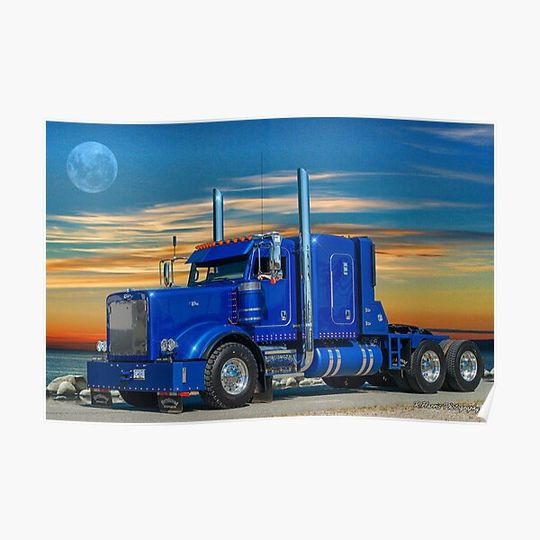 Discover Blue Peterbilt Premium Matte Vertical Poster