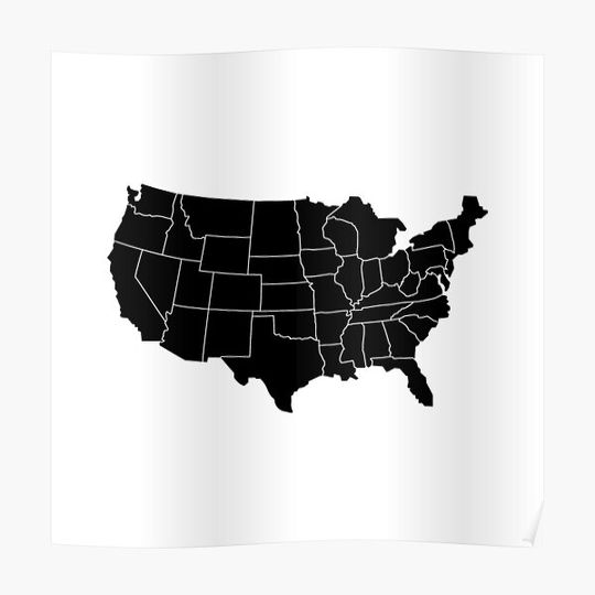Discover United States Map Outline in Black and White Premium Matte Vertical Poster