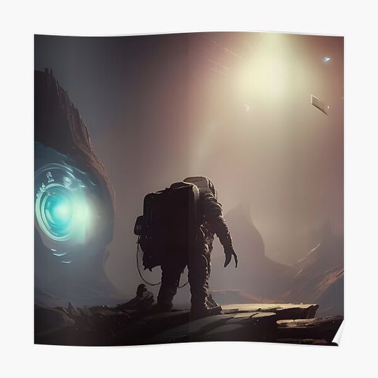 Discover Astronaut in different dimension Premium Matte Vertical Poster