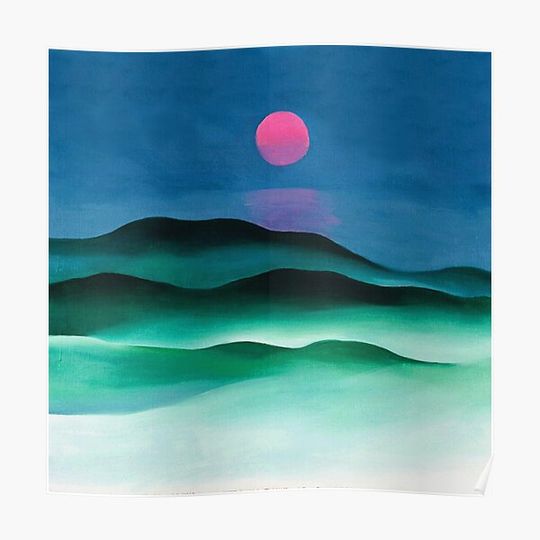 Discover O'Keeffe Pink Moon Over Water 1924 Georgia O'Keeffe Premium Matte Vertical Poster