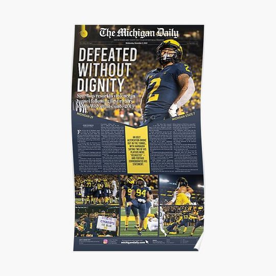 Discover Michigan Daily Michigan vs. MSU Football Sports Monday Cover Premium Matte Vertical Poster