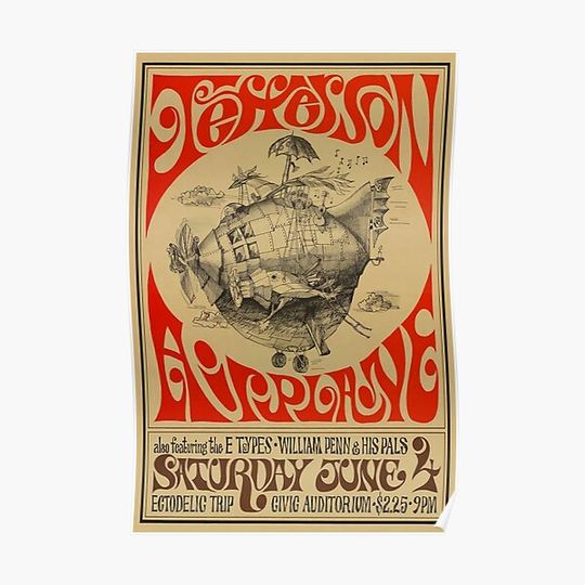 Discover Vintage Jefferson Airplane Ectodelic Trip Concert Premium Matte Vertical Poster