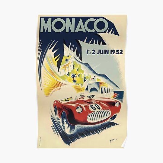 Discover 1952 Monaco Gran Prix Racing Poster Design Premium Matte Vertical Poster