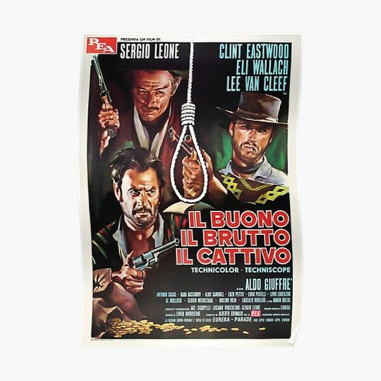 Discover The Good, the Bad and the Ugly, 1966 Italian Western with Clint Eastwood, Lee Van Cleef, Eli Wallach Premium Matte Vertical Poster