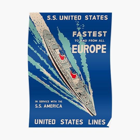 Discover SS United States Vintage Advert Premium Matte Vertical Poster
