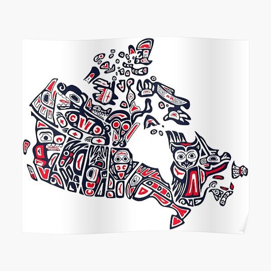Discover Native Map of Canada - Indigenous CANADA Premium Matte Vertical Poster