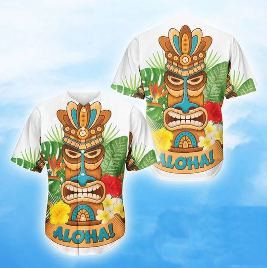 Discover Aloha Tiki Gift For Lover Baseball 3D All Over Print Baseball Jersey