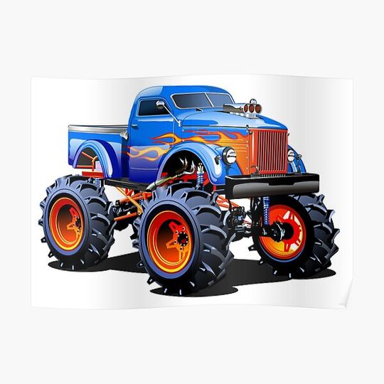 Discover Cartoon Monster Truck Premium Matte Vertical Poster