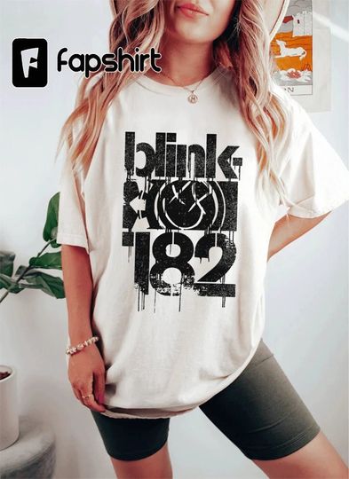 Discover Blink Smiley Face 182 T-Shirt Blink Rock Band Graphic 182 Sweatshirt Blink Tour Rock Music Blink Gift 182 For Him Her