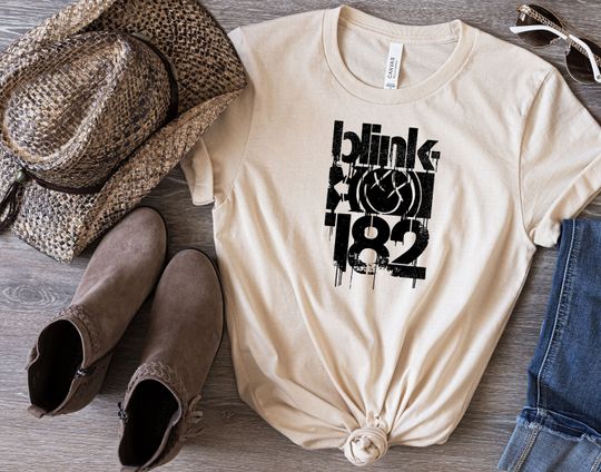 Discover Blin-k Smi-ley Fa-ce 182 T-Shirt, Bl-ink Rock Band T-Shirt, Bli-nk Tour Fan Shirt, Rock Music Lover Gift