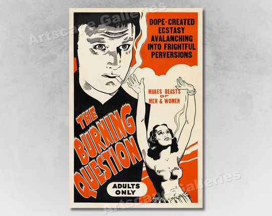 Discover The Burning Question 1940's Reefer Vintage Style Movie Poster