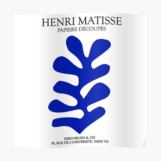 Discover HENRI MATISSE BLUE LEAF ART GALLERY Premium Matte Vertical Poster
