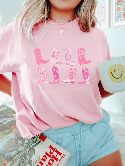 Discover Pink Cowboy Boots T-Shirt, Cowgirl, Cowboy Boots, Western Shirt, Howdy, Dolly Parton