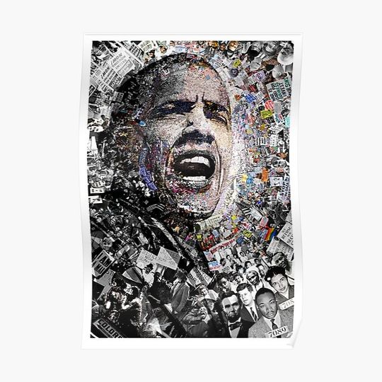 Discover "I Am Not A Perfect Man," Obama Civil Rights and Protest Collage Premium Matte Vertical Poster