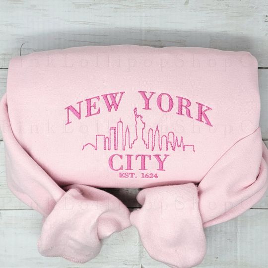 Discover New York Sweatshirt, New York City Embroidered Crewneck